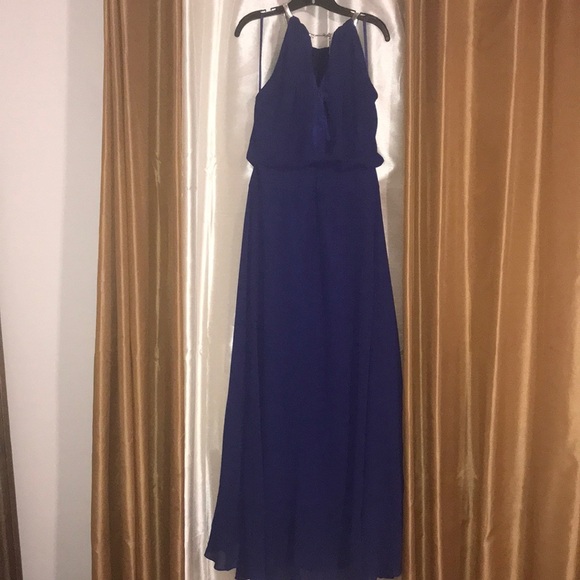 Eliza J Halter Chiffon Gown with Metal Necklace - Picture 7 of 8